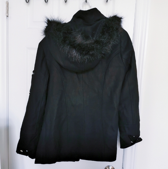 London Fog Faux Fur-Trimmed Wool-Blend Jacket - Picture 2 of 5